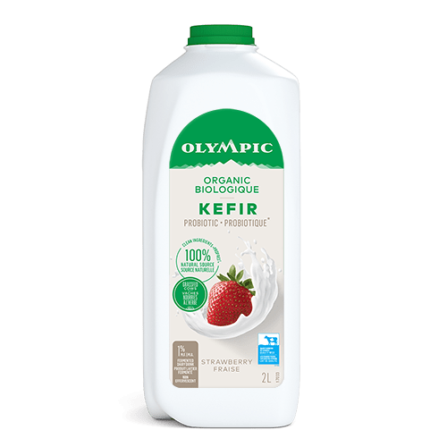 Organic probiotic strawberry kefir